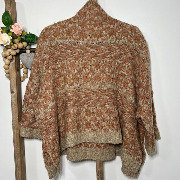 Mystree Turtleneck Brown Mix Wool Blend 3/4 Sleeve Sweater Size Small Medium - Picture 4 of 7